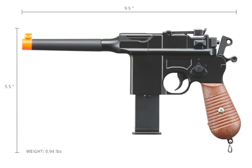 Airsoft C96 WWII Spring Metal Pistol with 2 Magazines - Black