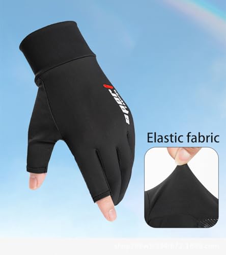Mens UV Protection Fishing Gloves - Fingerless Non-Slip Breathable - Black11