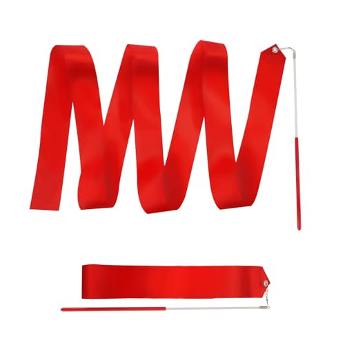 2pcs Red Dance Ribbons - 78.7 Inch Gymnastics Twirling Streamers