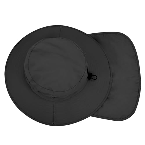 UPF 50+ Sun Hat for Men & Women with Neck Flap - Black