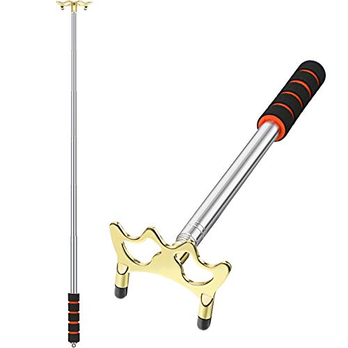 Retractable Pool Bridge Stick with Brass Head - Stainless Steel