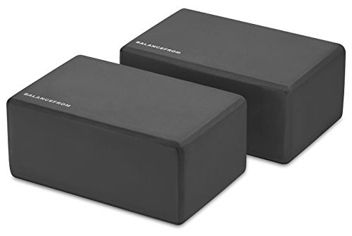 High Density Yoga Blocks Set of 2 - 9" x 6" x 4" - Black