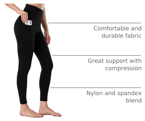 HeyNuts Pro Pockets Leggings 25" Workout Leggings Black Medium with Pockets