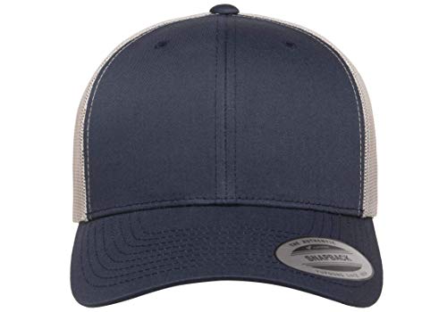 Retro Trucker Hat - Navy/Silver - One Size Snapback Cap