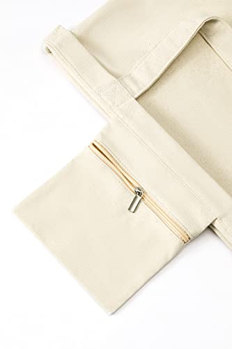 Canvas Tote Bag with Yoga Mat Carrier - Beige