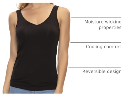 Felina Women's Cotton Modal Reversible Tank Top 4-Pack Small Heather Grey