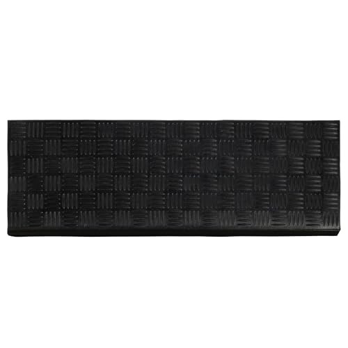 Ottomanson All-Weather Bullnose Rubber Stair Treads ? Non-Slip Step Mats for Wooden, Concrete, or Outdoor Stairs, Easy Maintenance, Tool-Free Placement, Pack of 5, 10" x 30", Black Ribbed Squares