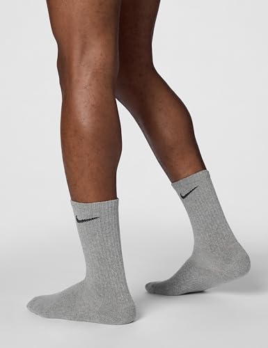 Nike Adult Cushioned Crew Socks 3-Pack - X-Large, Carbon Heather/Black