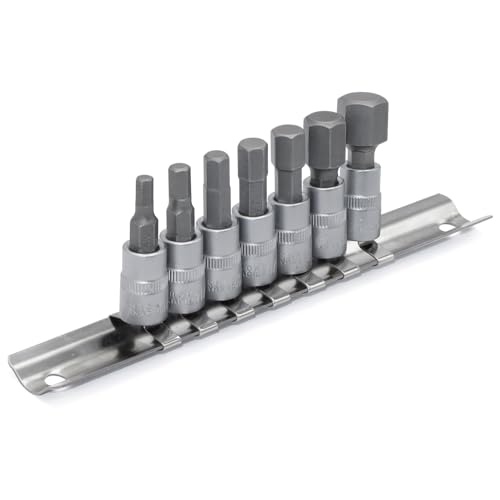 Hex Bit Socket Set 1/4" Drive 7 Pieces Allen Key Socket Set Metric 4mm - 12mm S2 Alloy Steel Bit and CR-V Drive Socket