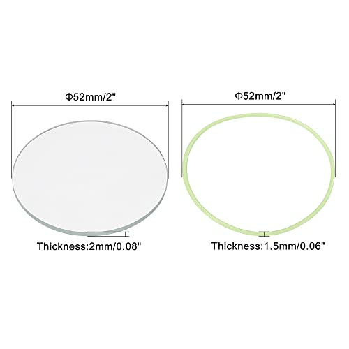 2-Inch LED Glass Lens Set with Silicone Rings - Transparent & Green