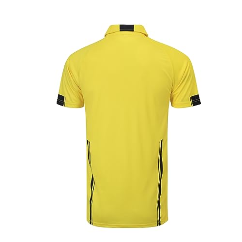 Soccer Referee Shirt Jersey - Short Sleeve Uniform with Wallet, Cards - Yellow, Medium