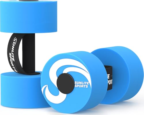 Sunlite Sports Large Blue Water Exercise Dumbbells – High-Density EVA Foam Set of 2