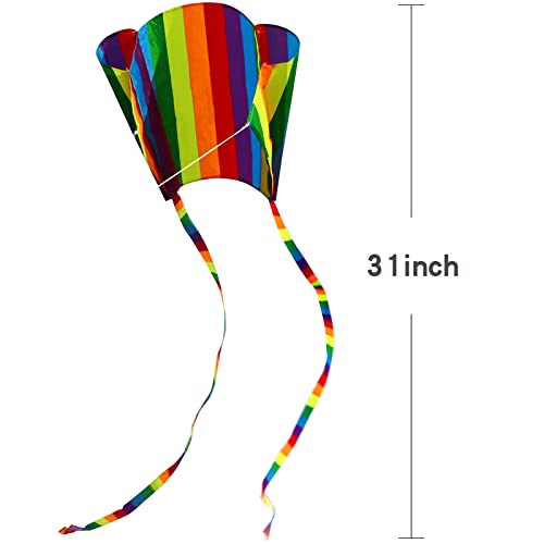 HENGDA Rainbow Parafoil Kite for Kids & Adults - with 700ft Reel String, Easy Fly, No Assembly, Beach Fun (Variation: rainbow kite)