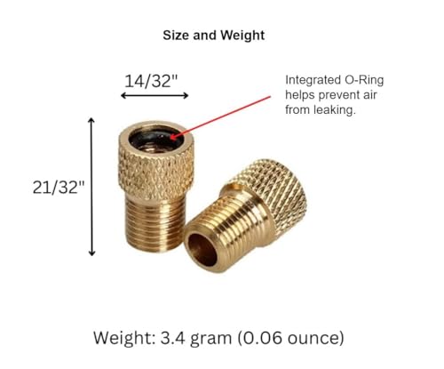 Presta to Schrader Valve Adapter Set - 5 Adapters + 10 Caps