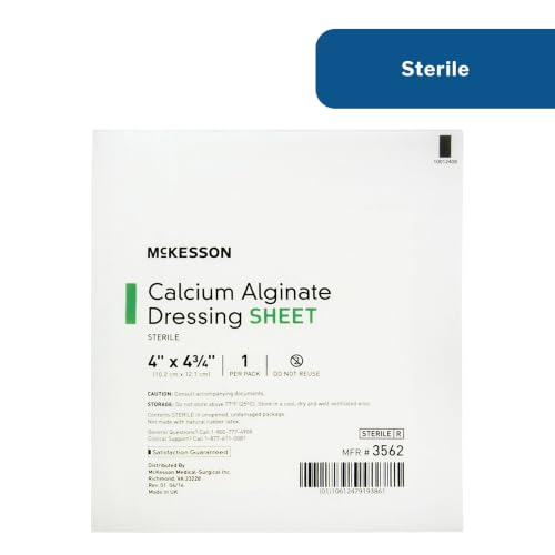 McKesson Calcium Alginate Wound Dressing 4x4.75in 10 Pack | Absorbent, Gel, Non-Stick