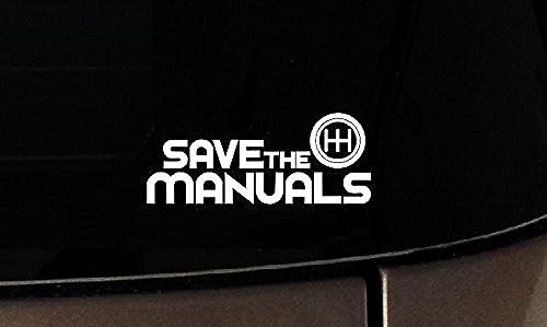 Save The Manuals Vinyl Decal - 6-Inch White Car Window Sticker