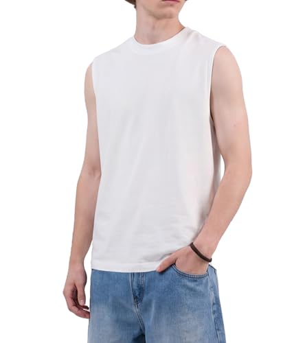 Men's Cotton Sleeveless Workout Tank Top - X-Large White