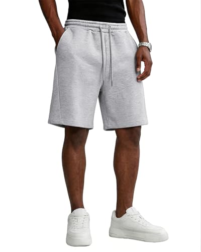 Men's Baggy Sweat Shorts Lightweight Casual Athletic Pants Medium Light Gray