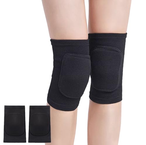 Knee Pads for Men & Women - Soft Protective Gear for Dance, Volleyball, Basketball - Medium Black