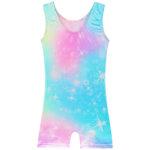 Sleeveless Gymnastics Leotard for Girls - Blue Fishtail, 2-3T