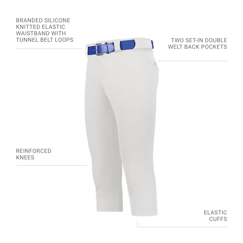 Russell Athletic Girls On Deck Softball Knicker Medium White with Belt Loops & Pockets