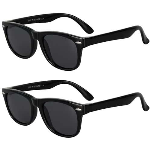 Kids Polarized Sunglasses with UV Protection - 2pcs Black