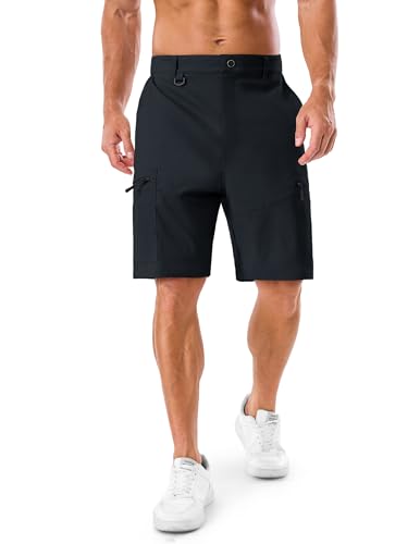 ASYJUMPD Men's Cargo Shorts Large Dark Gray Quick Dry Elastic Waist Pockets