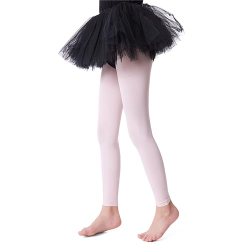 Girls' Opaque Footless Dance Tights, Ultra Soft - Pink, 11-13 Years