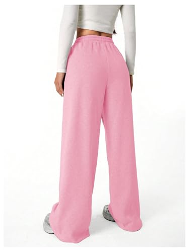 Girls Wide Leg High Waisted Sweatpants - Pink, Size 10 Years, Trendy Baggy Pants