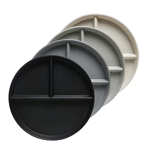 Grey Series 9 Inch Unbreakable Divided Plates - Set of 4, Reusable, BPA-Free