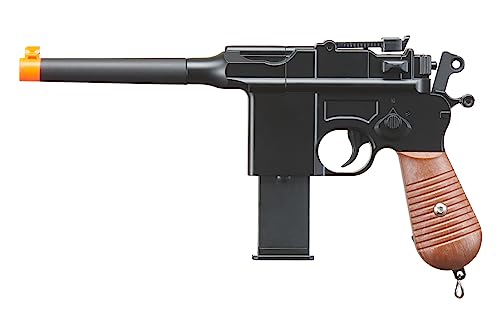 Airsoft C96 WWII Spring Metal Pistol with 2 Magazines - Black