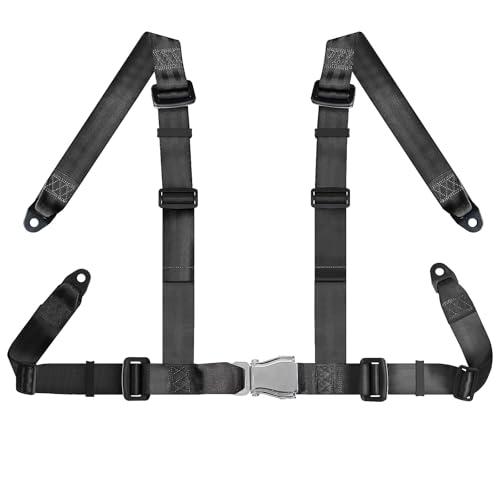 Yakitoko Universal 4 point Safety Harness Set 2" Fits Go Kart,UTV,ATV,Racing Black