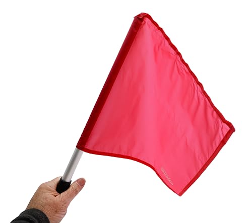 Linesman Flags Set - Bright Red Referee Flags with Soft Grip Handles - 2 Flags & Carrying Case