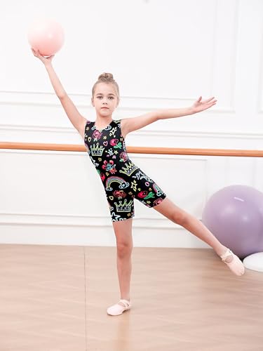 Gymnastics Leotards for Girls 8-9 Years - Neon Ballet Unitard with Shorts
