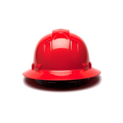 Pyramex Ridgeline Full Brim Hard Hat 4 Point Ratchet Red