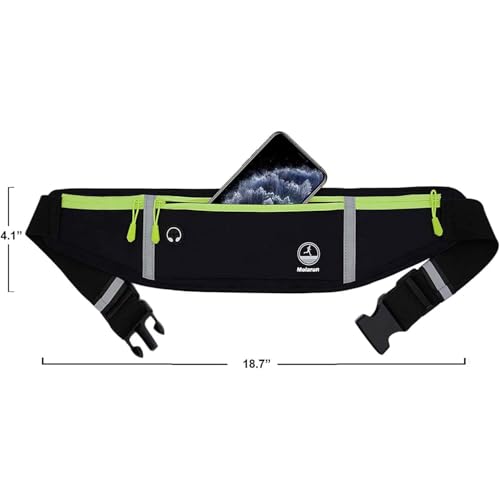 Slim Running Belt Fanny Pack - Water Resistant, Adjustable - Black