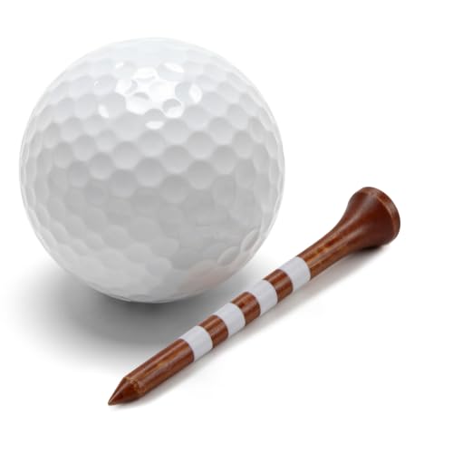 Wooden Golf Tees - 2-3/4 Inch, 100 Count, Brown & White