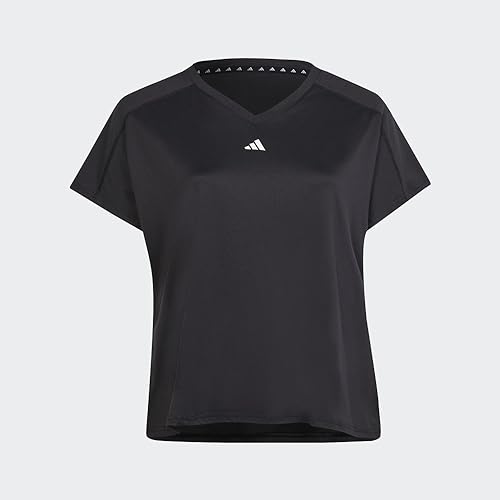 Adidas Women's Aeroready Minimal Branding V-Neck T-Shirt - Large Black