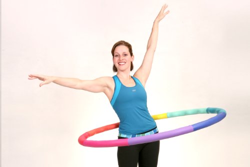 Weighted Hula Hoop - 4 lb Medium Fitness Workout Hoop (Rainbow Colors)