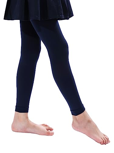Girls' Ultra Soft Microfiber Footless Dance Tights - Navy Blue, 2-4T
