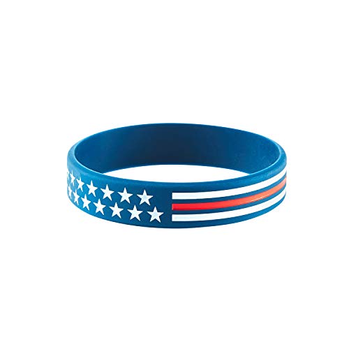 American Flag Silicone Wristbands - 6pcs Blue, 8" for Veterans & Sports Fans