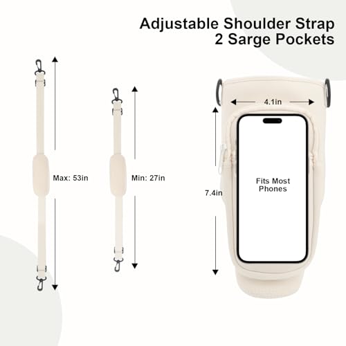 Water Bottle Carrier Bag with Phone Pocket - Adjustable Sling Pouch