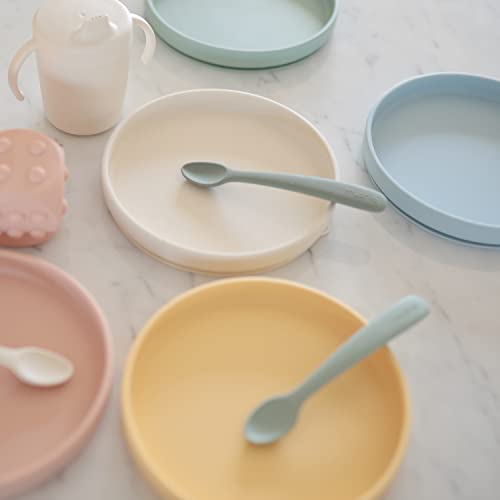 Mushie Classic Silicone Suction Plate Powder Blue BPA-Free Non-Slip Baby Dish