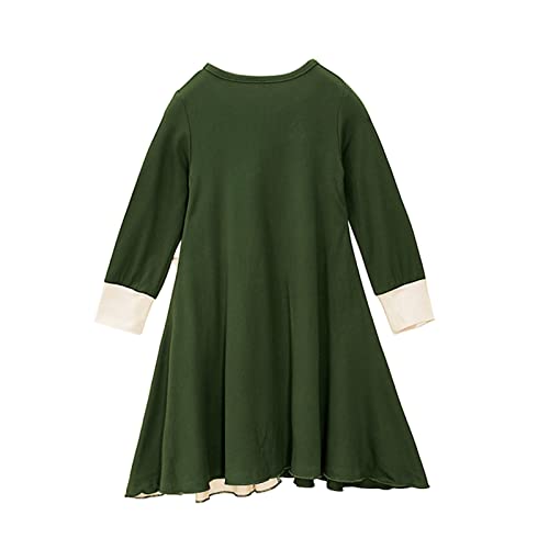 Toddler Girls Islamic Dress Abaya Set with Bow Hijab - C-Green / 4-5T