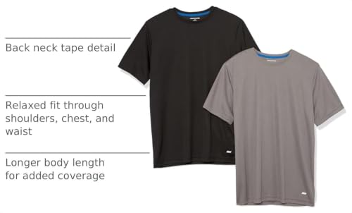 Men's Moisture-Wicking Active Gym T-Shirts - 2 Pack - X-Small / Black/Grey