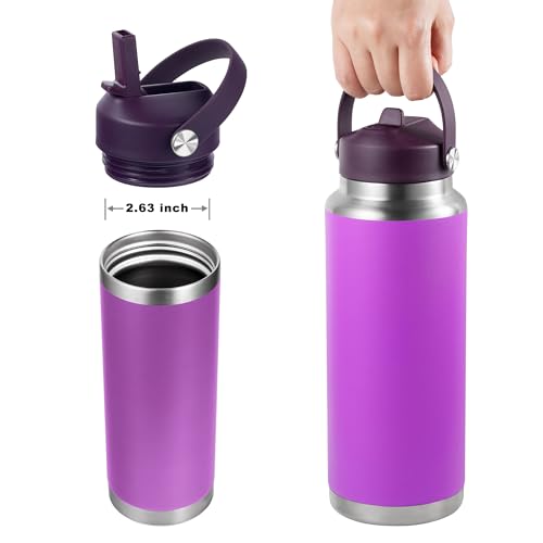 FLORAPELL Nordic Purple Straw Lid for Yeti Rambler 18oz-64oz Water Bottles with Handle