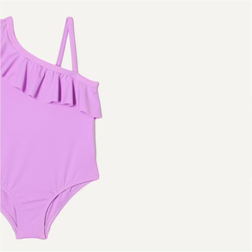 Asymmetric Frill One-Shoulder One-Piece Swimsuit - X-Small Bright Lavender