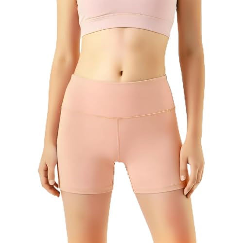Girls High Waisted Athletic Shorts for Dance & Yoga - Pink, 7-8 Years