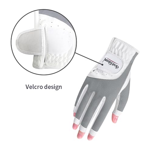 Scott Edward Women's Open-Finger Golf Gloves Left & Right Hand Grey 19-M