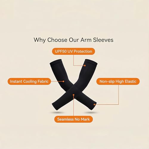 Cooling UV Protection Arm Sleeves - 2 Pairs Tattoo Cover Up - Black